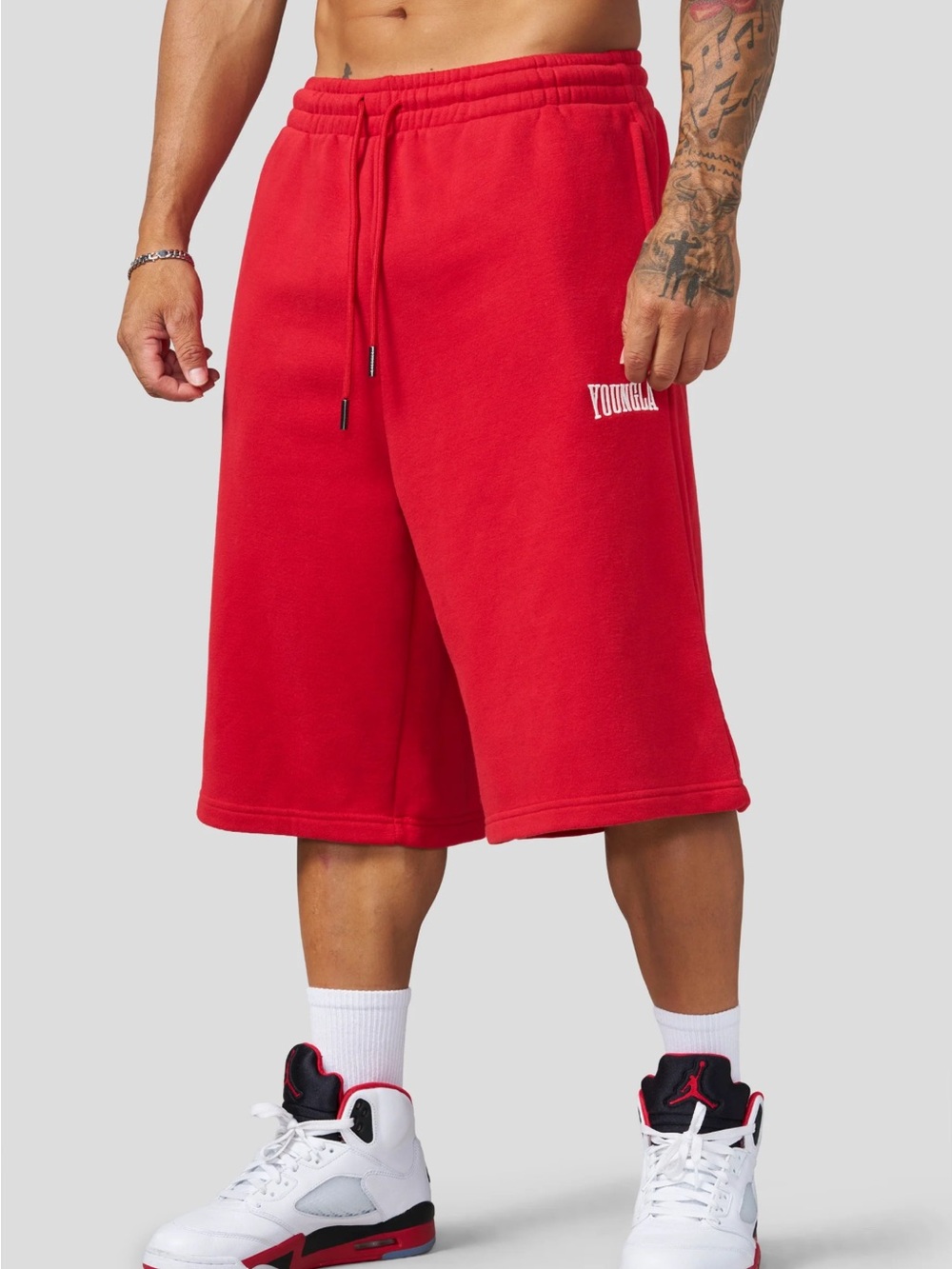 YoungLA extra long gabby shorts red medium